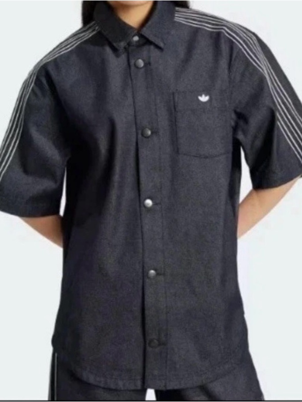 Adidas JJ3146 Originals Indigo Denim Short Sleeve Shirt Small (R1)